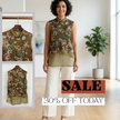 Green Embroidered  Blouse Organza Sleeveless with Floral Motif-Luxe Orienta