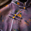 100% Mulberry Silk Xiangyunsha Purple Persimmon Print Short Sleeve Qipao Dress | LUXE ORIENTA - Luxe Orienta CO., LIMITED