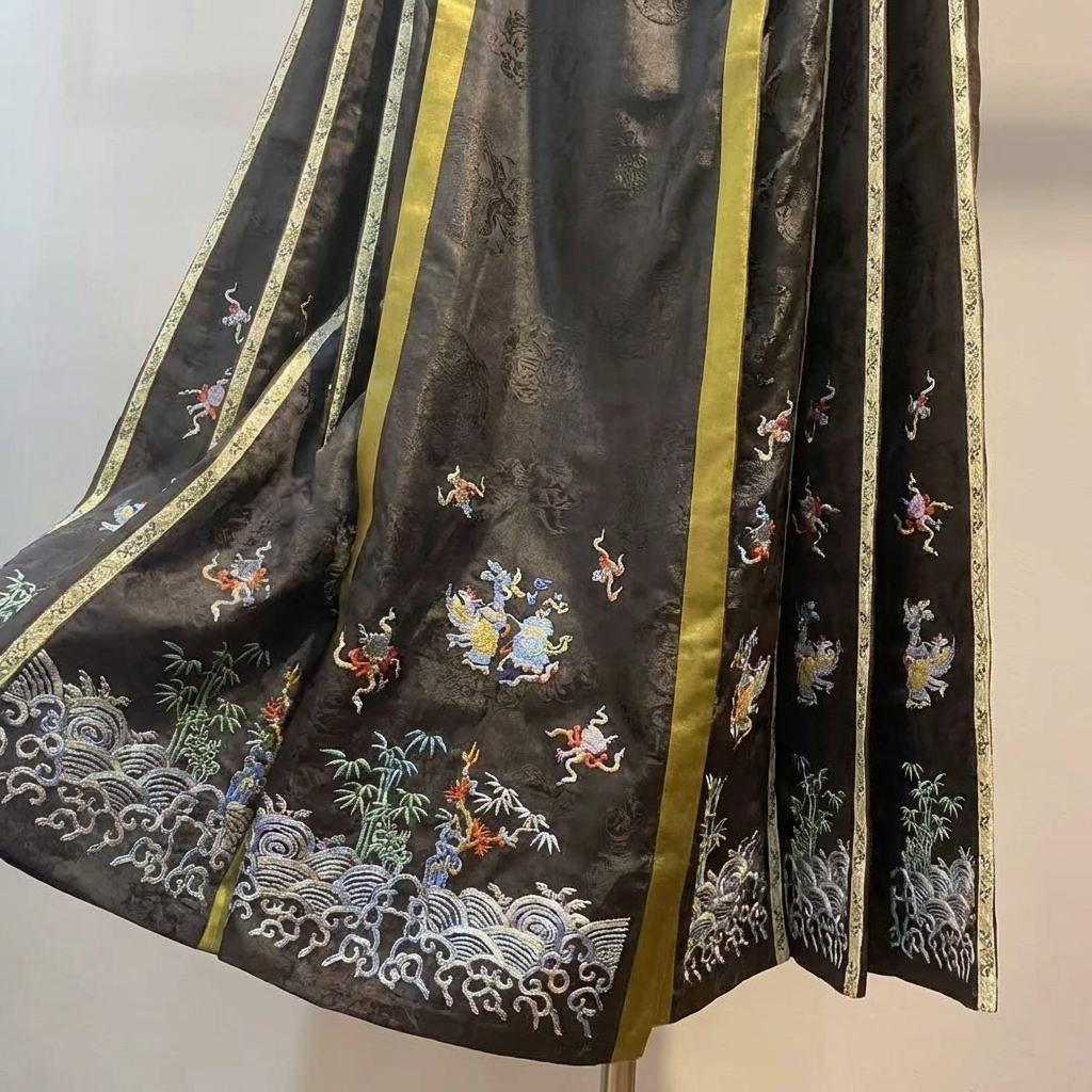 Luxury Xiangyunsha Silk Mamian Skirt | Embroidered Chinese Ma Mian Qun - Luxe Orienta CO., LIMITED