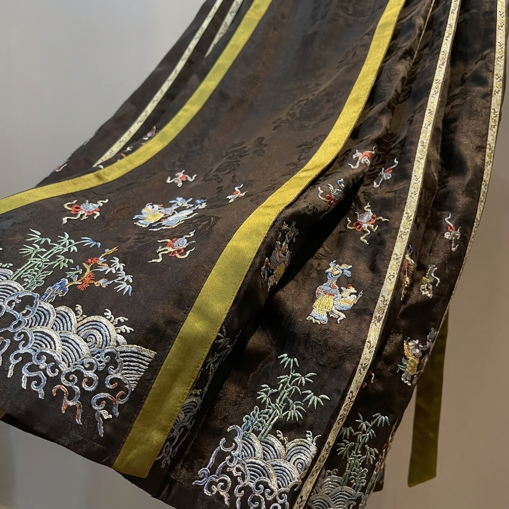 Luxury Xiangyunsha Silk Mamian Skirt | Embroidered Chinese Ma Mian Qun - Luxe Orienta CO., LIMITED