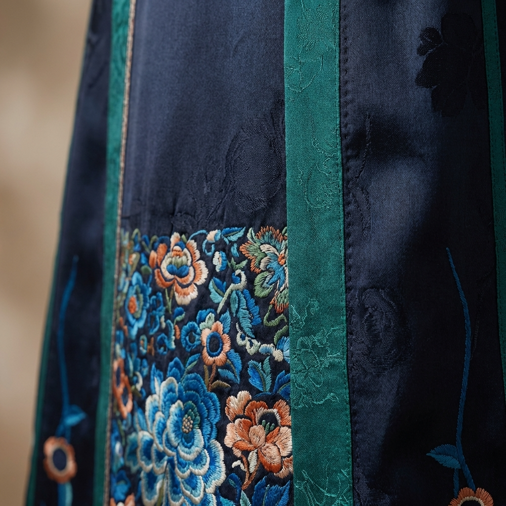 Poeny Embroidery Mulberry Silk Xiangyunsha Horse-Face Skirt -LUXE ORIENTA Fashion - Luxe Orienta CO., LIMITED