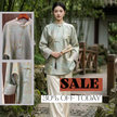Blue Mulberry Silk Jacquard Frog Button Blouse with Auspicious Cloud Motif| Modern Chinese Silk Blouse