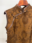 Vintage Brown Xiangyunsha Sleeveless Qipao Dress by LUXE ORIENTA 7