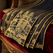 fabric with gold embroidery close up