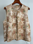 Beige Chinese  Style Floral Vest 