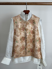 Beige Chinese Style Vest  layering with a white blouse