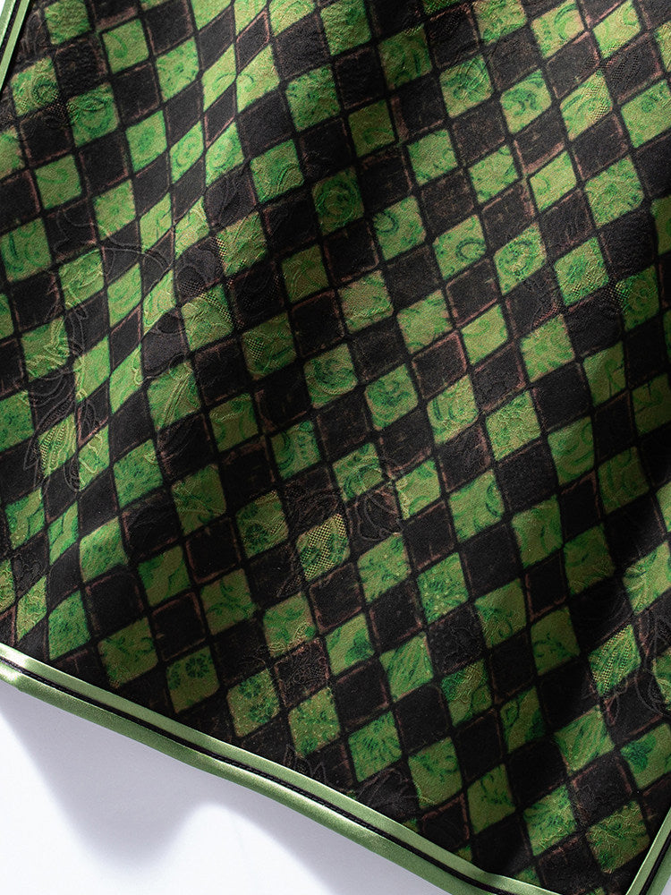 Close-up of a green and black checkered pattern