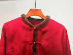 Red TENCEL™ Wool Coat with Imported Mink Fur | Modern Oriental Luxury