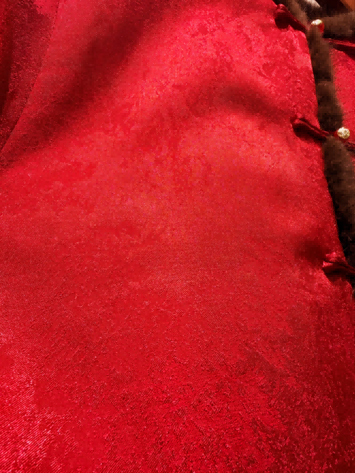 Red TENCEL™ Wool Coat with Imported Mink Fur | Modern Oriental Luxury