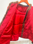 Red TENCEL™ Wool Coat with Imported Mink Fur | Modern Oriental Luxury