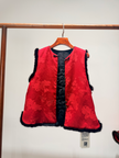 Red Silk Down Vest & Black Knit Inner Set | Modern Oriental Winter Elegance - Luxe Orienta CO., LIMITED