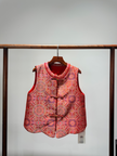 Red Song Brocade Vest with Knot Buttons | Modern Chinese Heritage - Luxe Orienta CO., LIMITED