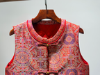 Red Song Brocade Vest with Knot Buttons | Modern Chinese Heritage - Luxe Orienta CO., LIMITED