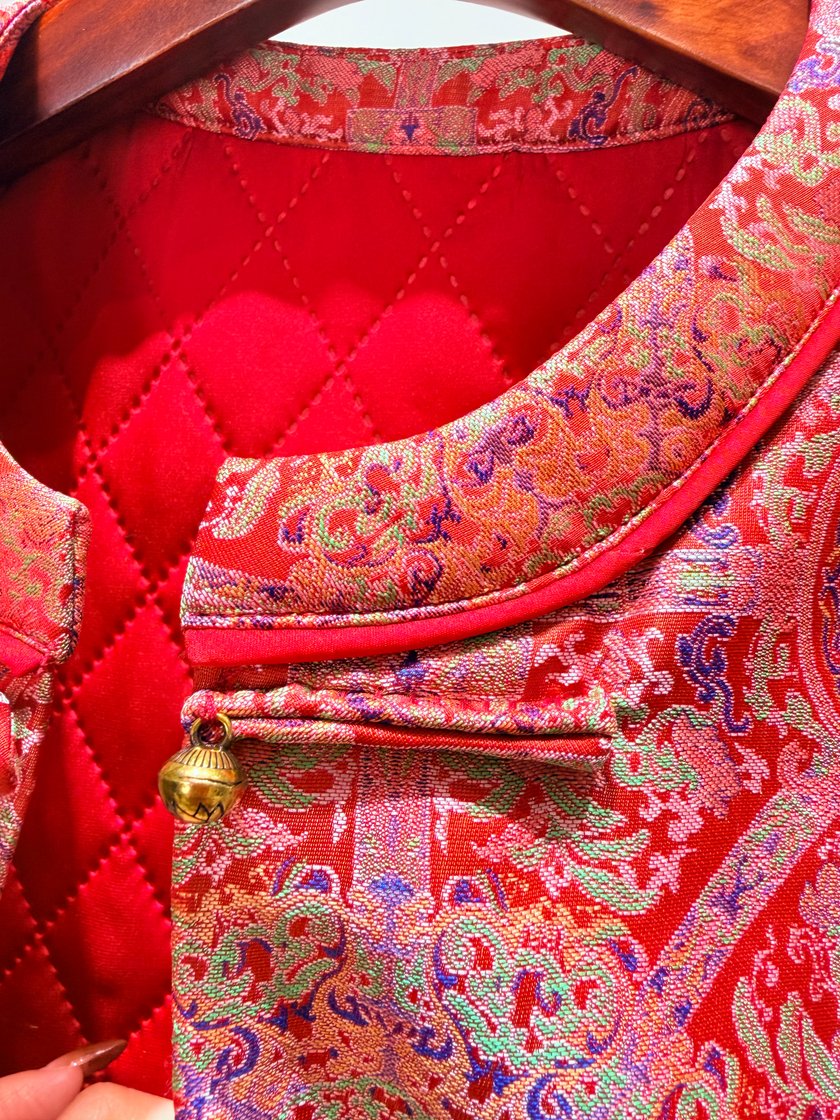 Red Song Brocade Vest with Knot Buttons | Modern Chinese Heritage - Luxe Orienta CO., LIMITED