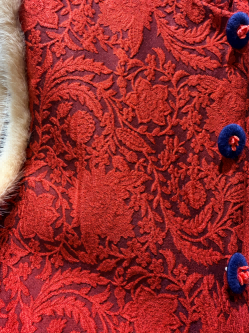 Red Printed Wool-Blend Vest | Modern Oriental Elegance