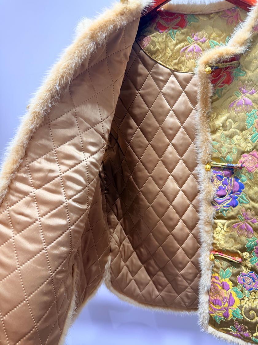 Golden Peony Embroidered Viscose Vest | Modern Chinese Elegance