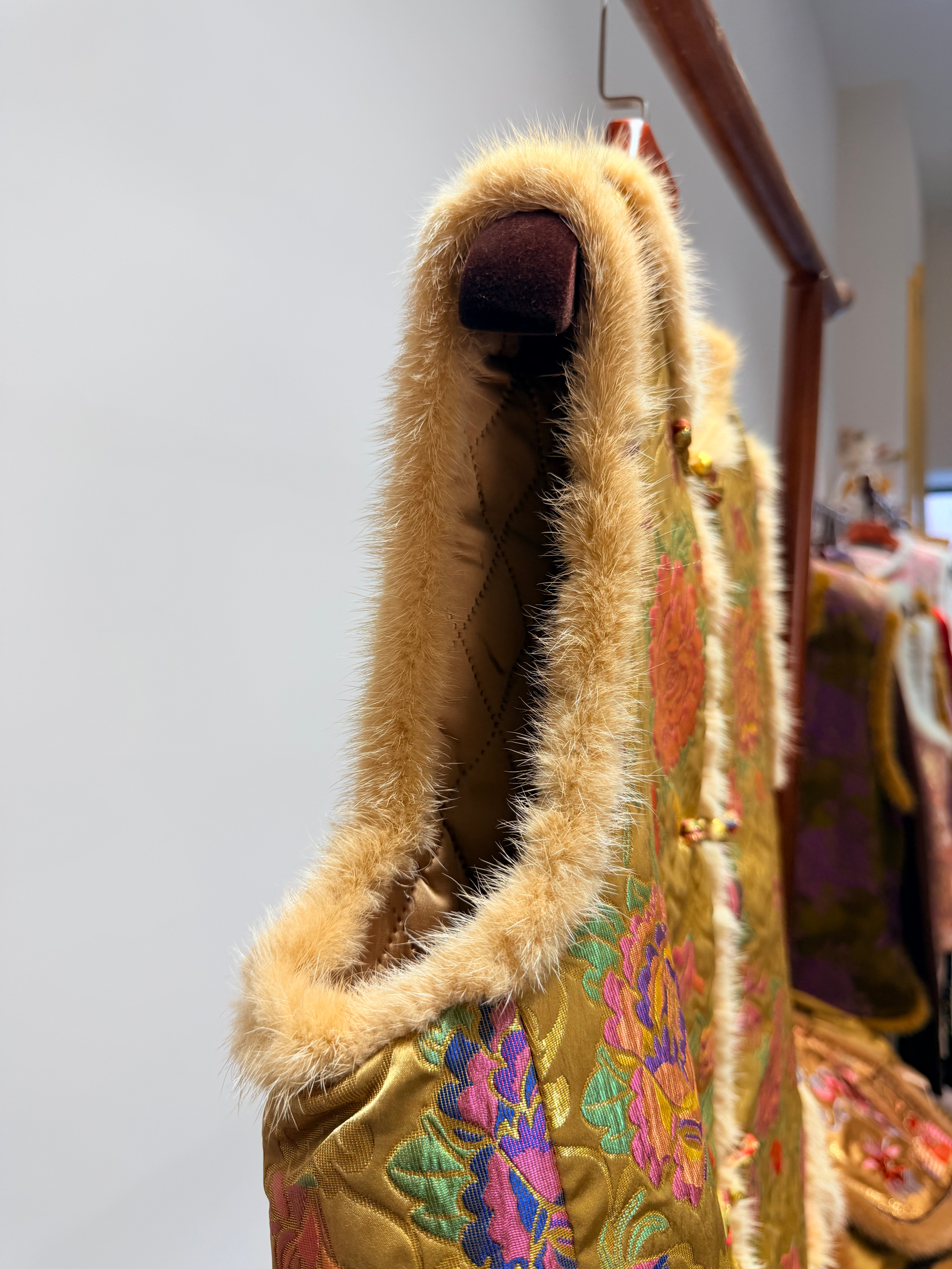 Golden Peony Embroidered Viscose Vest | Modern Chinese Elegance