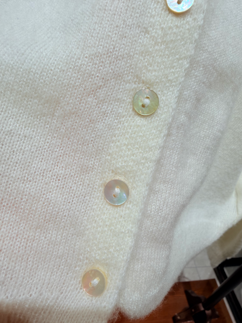 Golden Viscose-Wool Coat with Gourd Motif & White Wool Knit Set | Modern Oriental Elegance