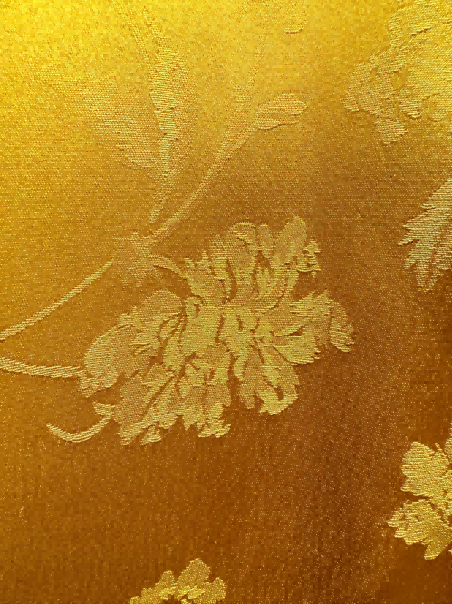 Golden Jacquard Sequin Embroidered Wool Coat | Modern Oriental Glamour