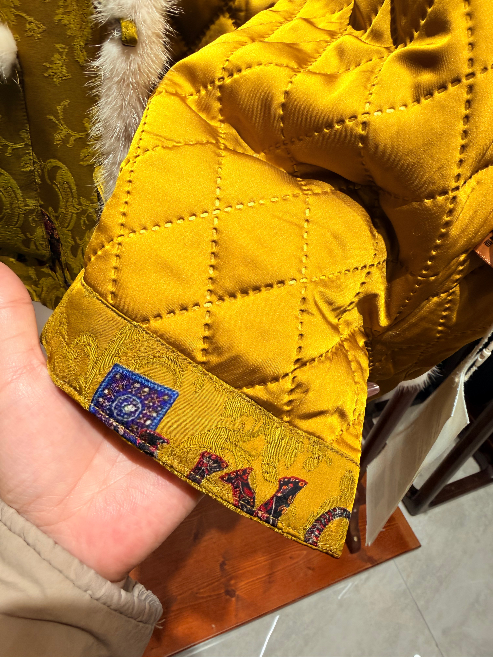 Golden Xiangyunsha Viscose Wool Coat | Timeless Modern Oriental Elegance