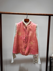 Pink Xiangyunsha Wool Vest & White Knit Inner Set | Modern Oriental Sophistication