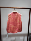 Pink Xiangyunsha Wool Vest & White Knit Inner Set | Modern Oriental Sophistication