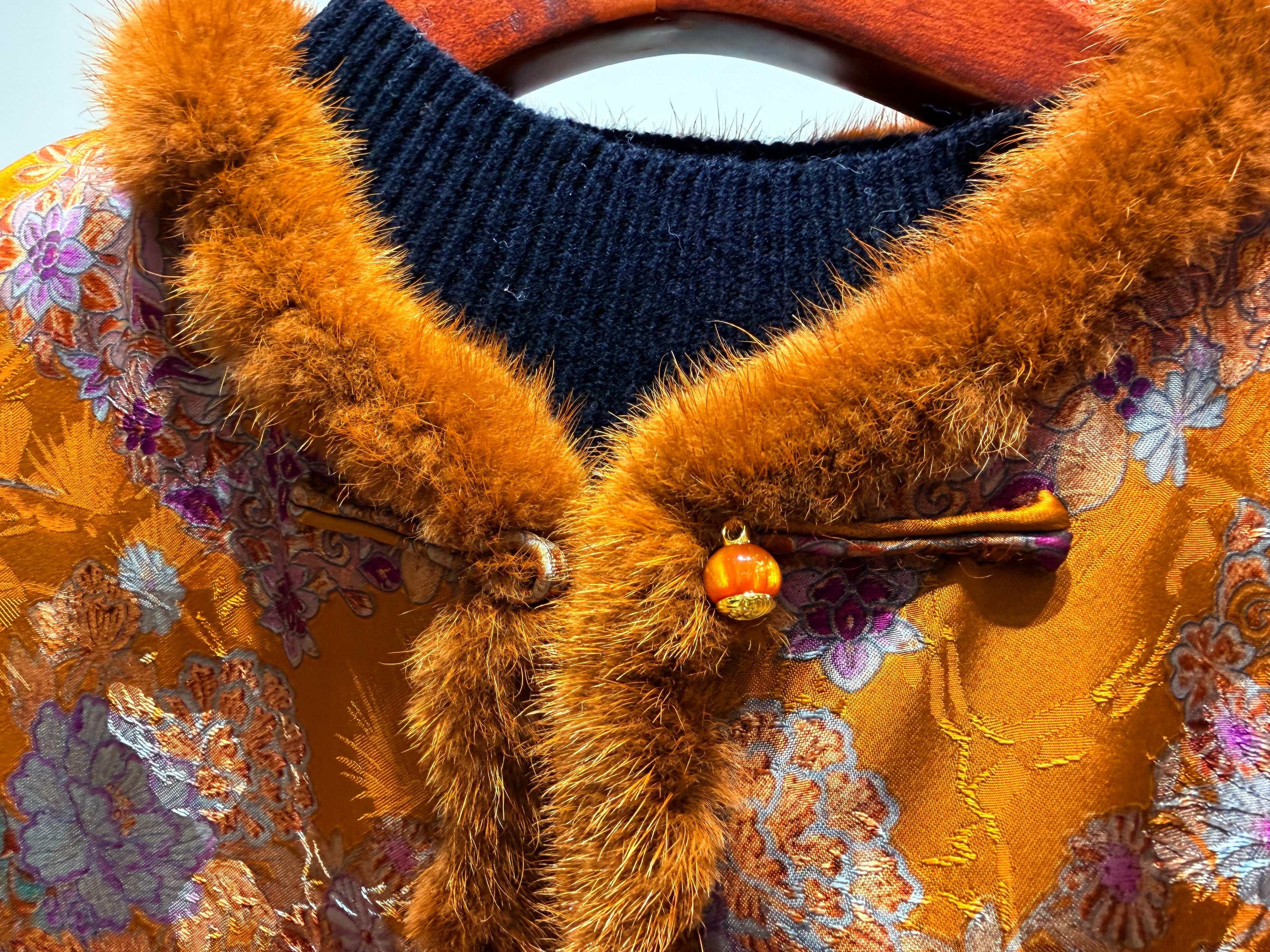 Brown 100% Rayon Xiangyunsha Silk Vest with Imported Mink Fur | Timeless Oriental Elegance