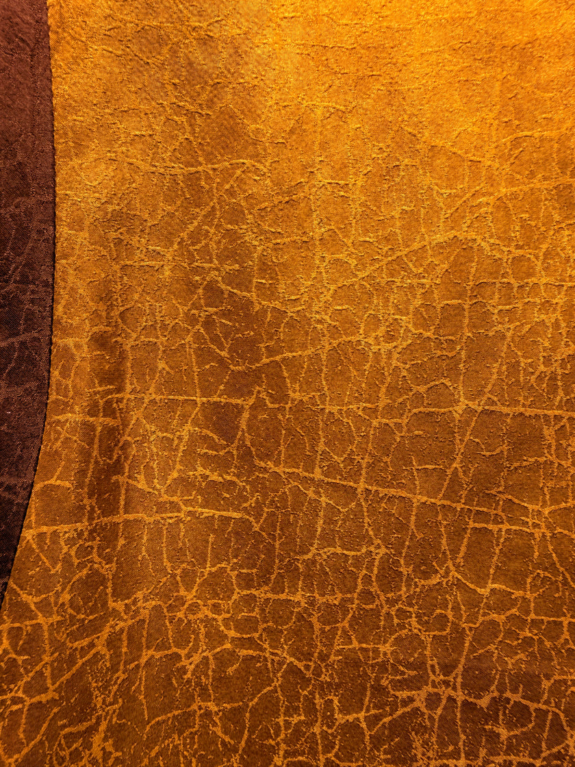 Brown 100% Rayon Crackle Embroidered Vest + Black Mulberry Silk Base Top Set | Textured Elegance