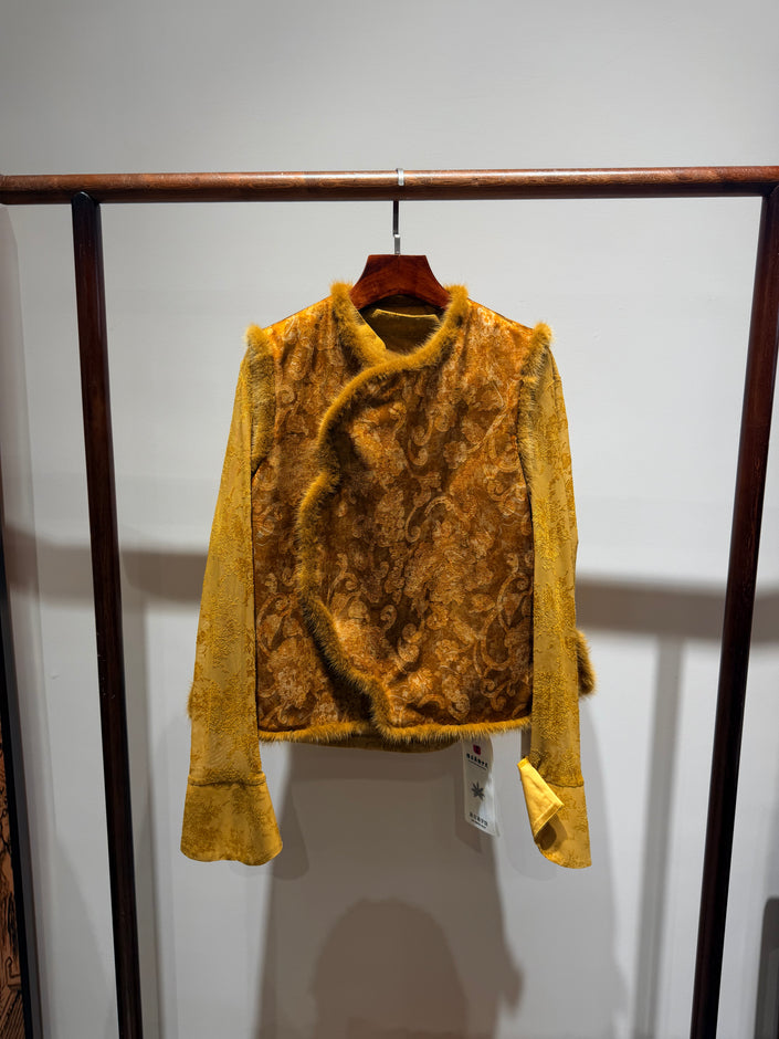 Yellow Rayon Wool Vest + Yellow Polyester Inner Top Set | Warm Elegance in Layers