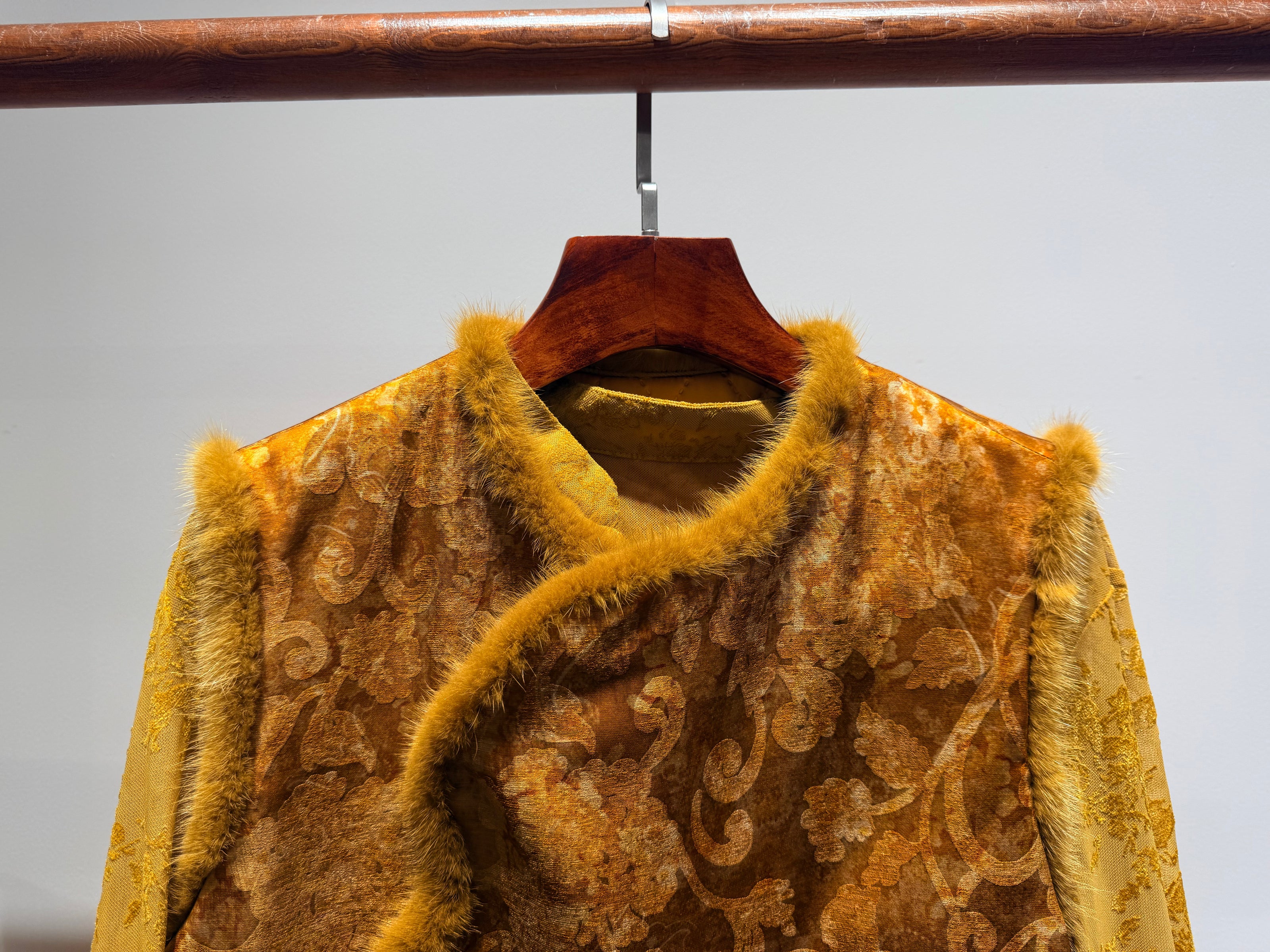 Yellow Rayon Wool Vest + Yellow Polyester Inner Top Set | Warm Elegance in Layers