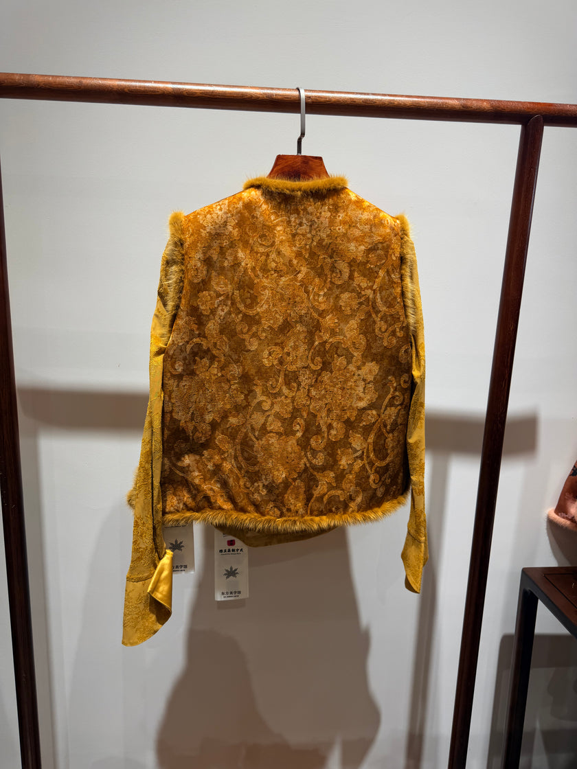 Yellow Rayon Wool Vest + Yellow Polyester Inner Top Set | Warm Elegance in Layers