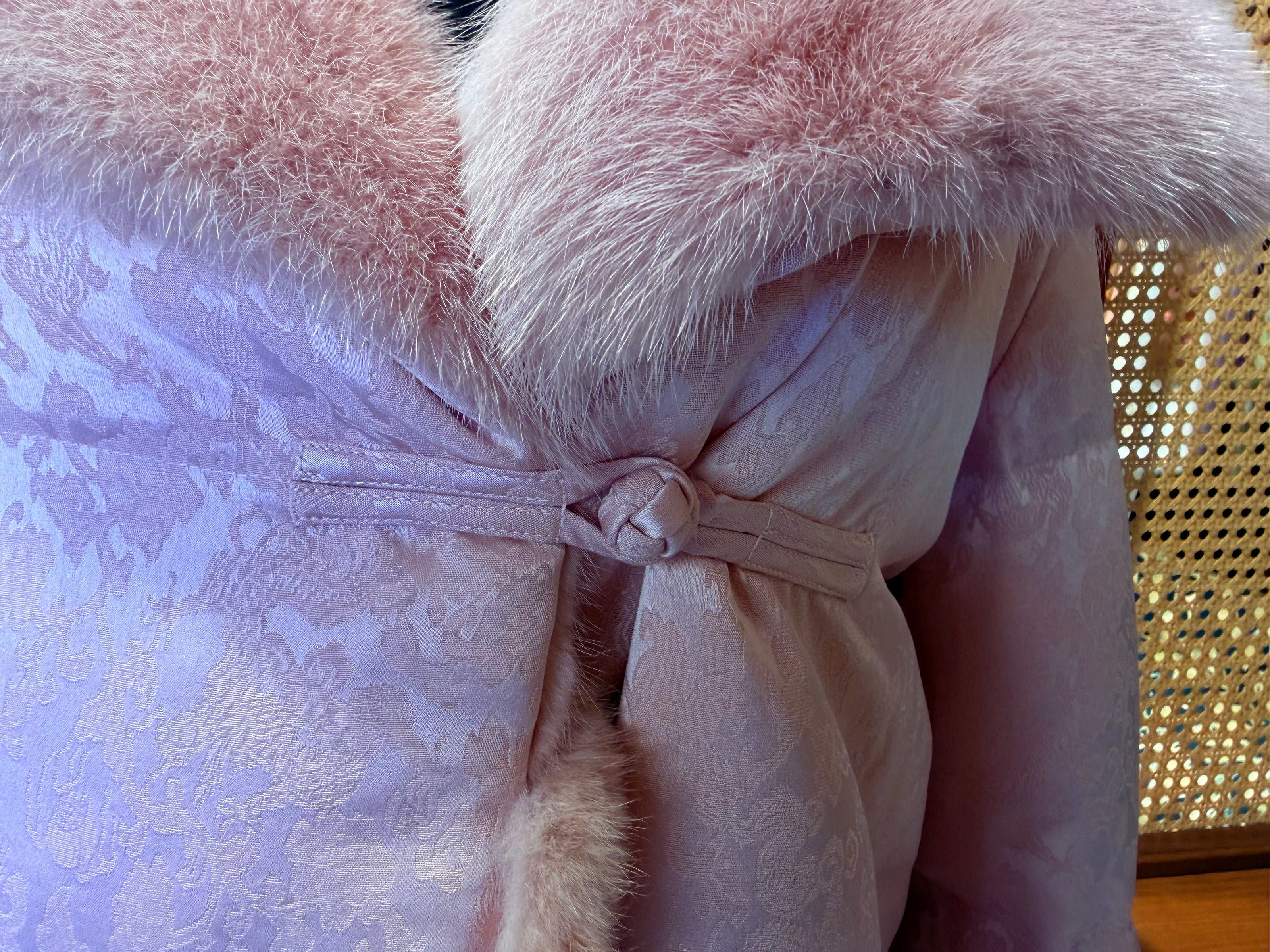 Pink Mink-Trimmed White Goose Down Coat | Ultimate Winter Luxury