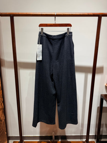 Grey Wool-Blend Wide-Leg Trousers | Modern Refined Elegance