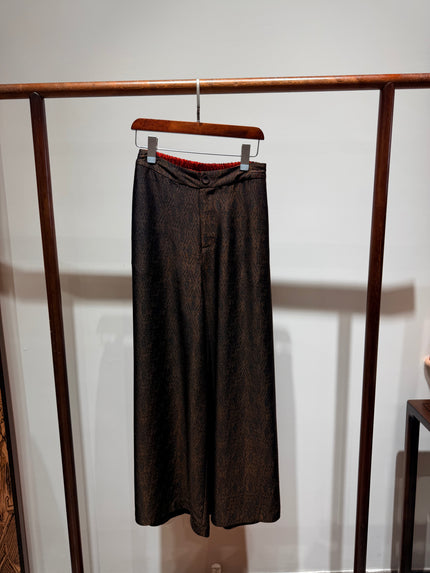 Black Xiangyunsha Wide-Leg Trousers | Modern Oriental Elegance