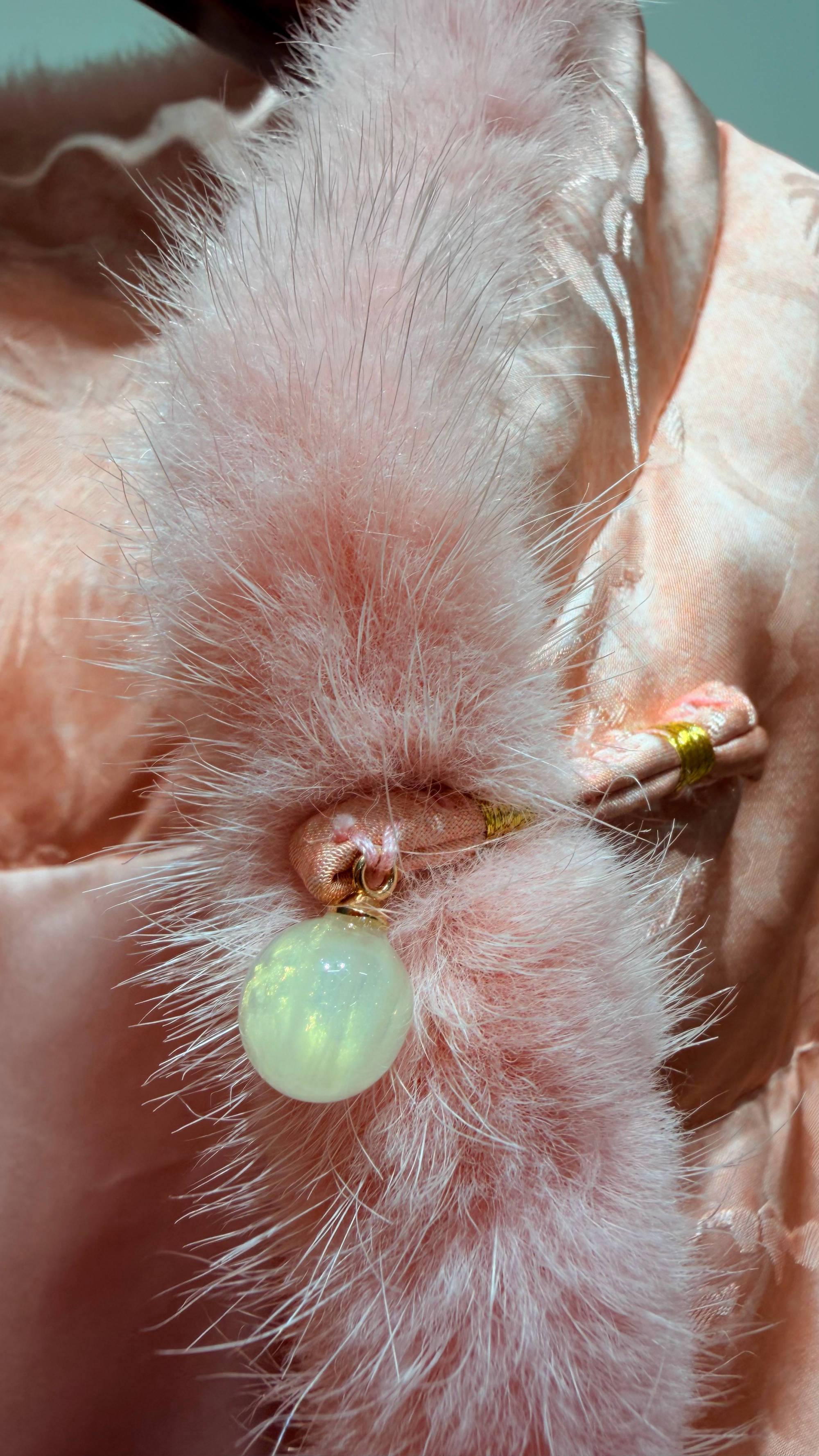 Pink Embroidered 100% Viscose Down Jacket | Modern Oriental Elegance