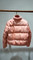 Pink Embroidered 100% Viscose Down Jacket | Modern Oriental Elegance