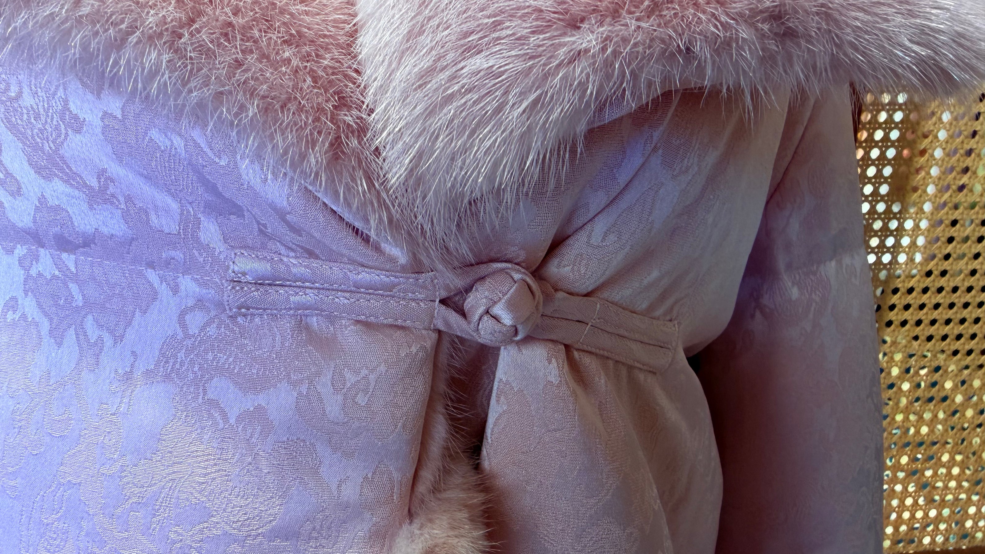 Pink Mink-Trimmed White Goose Down Coat | Ultimate Winter Luxury