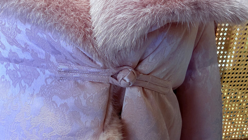 Pink Mink-Trimmed White Goose Down Coat | Ultimate Winter Luxury