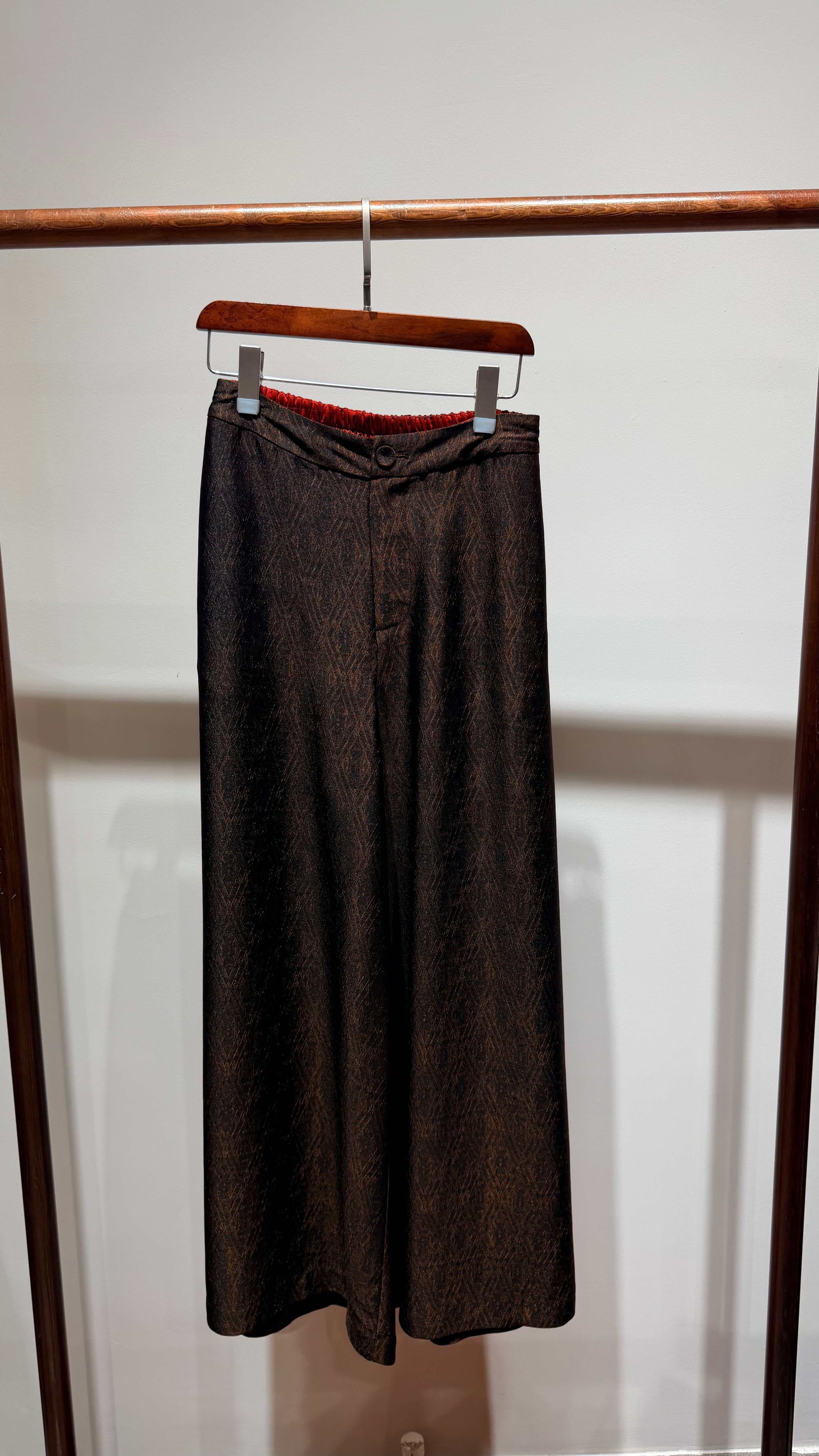 Black Xiangyunsha Wide-Leg Trousers | Modern Oriental Elegance