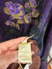 Purple Mulberry Silk Xiangyunsha Bamboo Printed & Peony Beaded Cheongsam Blouse - Luxe Orienta CO., LIMITED
