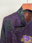 Purple Mulberry Silk Xiangyunsha Bamboo Printed & Peony Beaded Cheongsam Blouse - Luxe Orienta CO., LIMITED