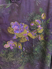 Purple Mulberry Silk Xiangyunsha Bamboo Printed & Peony Beaded Cheongsam Blouse - Luxe Orienta CO., LIMITED