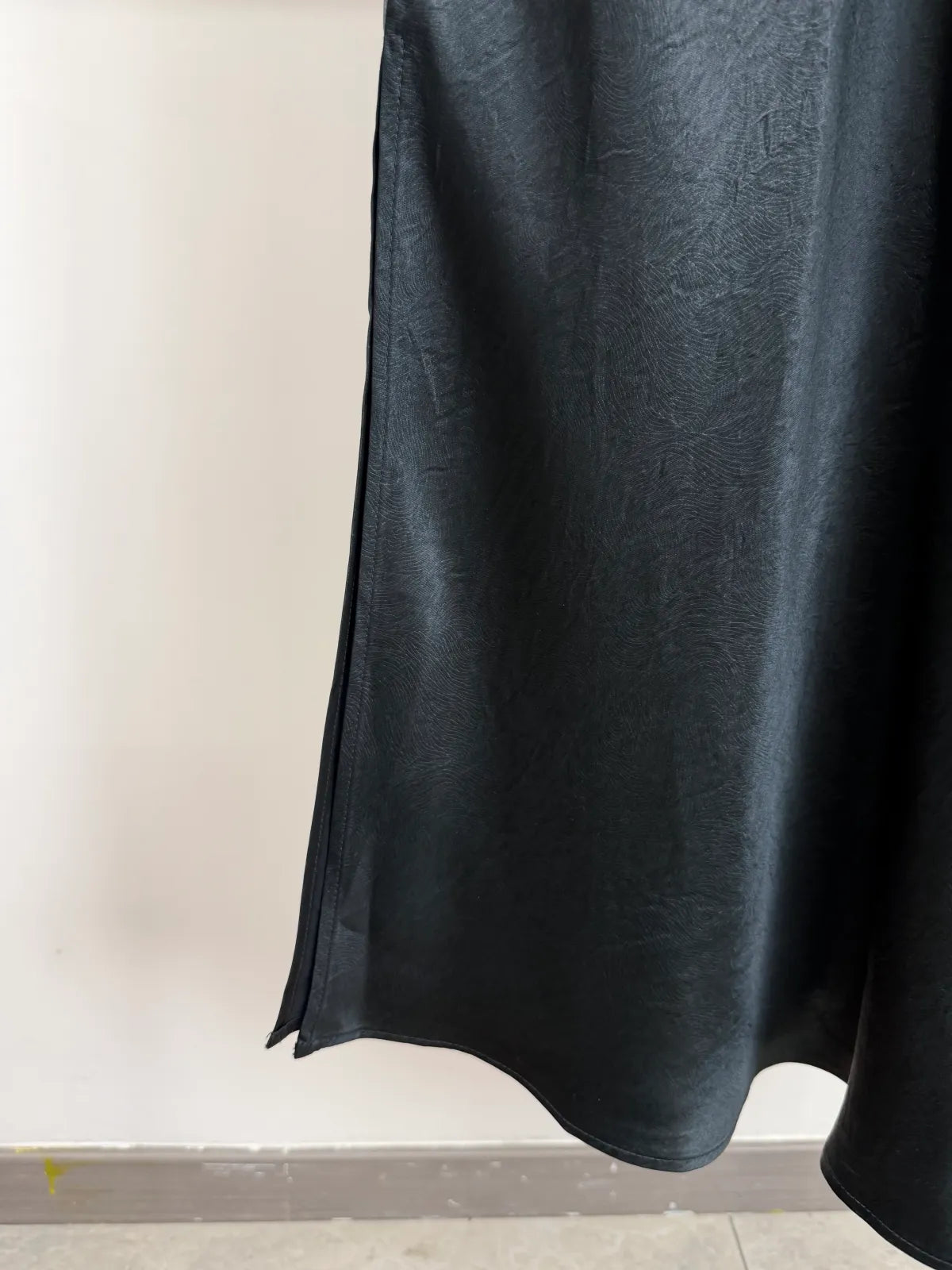 Elegant Satin Midi Slip Skirt A-Line with Side Slit Two Colors