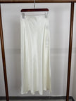 Elegant Satin Midi Slip Skirt A-Line with Side Slit Two Colors