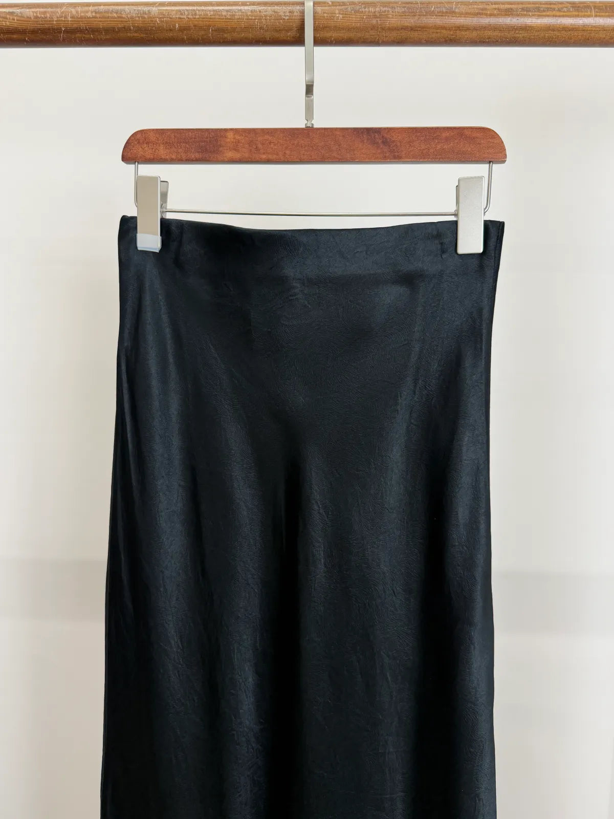 Elegant Satin Midi Slip Skirt A-Line with Side Slit Two Colors