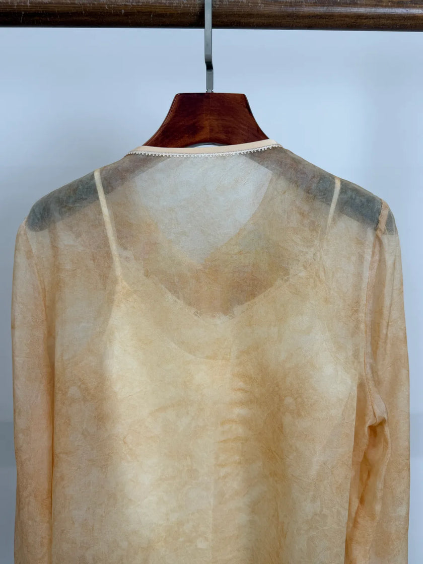 Beige Soft Floral Embroidery Mulberry Silk Shirt — LUXE ORIENTA Luxury Clothing For Women - Luxe Orienta CO., LIMITED