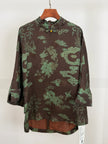 Brown Mulberry Silk Phoenix Peony Blouse | Chinese Top - Luxe Orienta CO., LIMITED