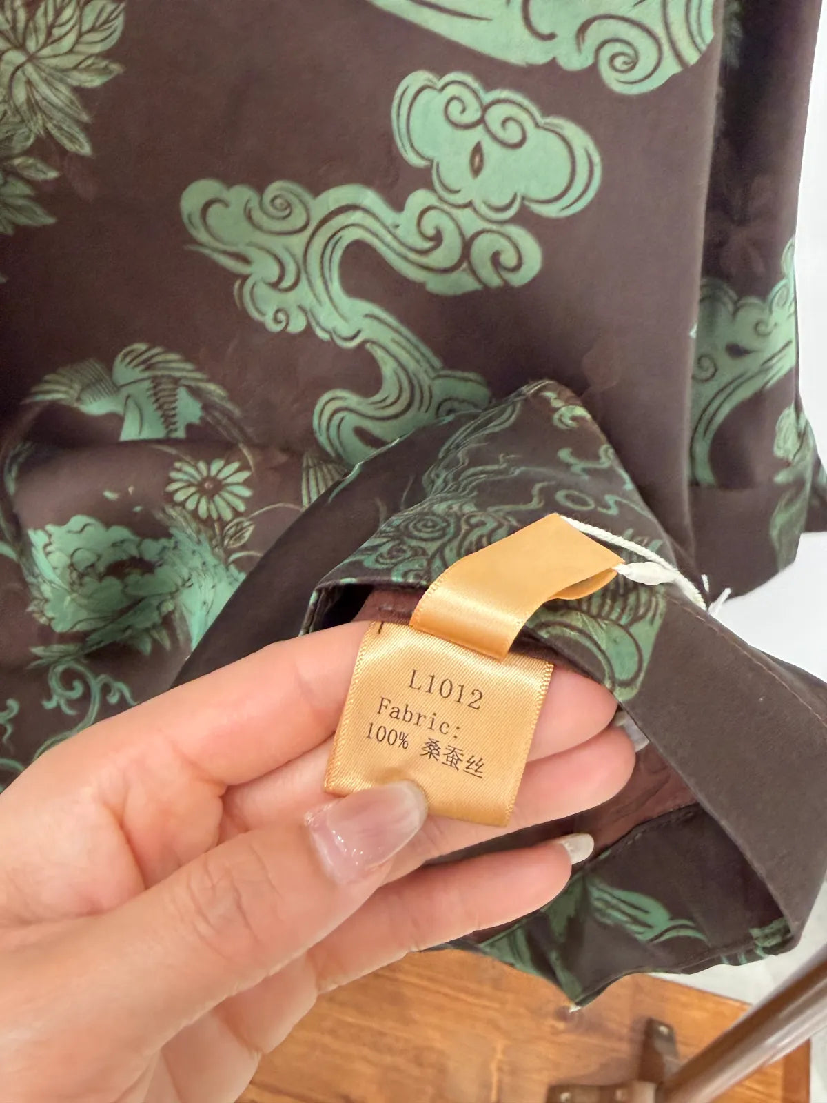Brown Mulberry Silk Phoenix Peony Blouse | Chinese Top - Luxe Orienta CO., LIMITED