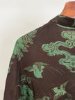 Brown Mulberry Silk Phoenix Peony Blouse | Chinese Top - Luxe Orienta CO., LIMITED