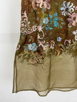 Green Embroidered  Blouse Organza Sleeveless with Floral Motif-Luxe Orienta - Luxe Orienta CO., LIMITED